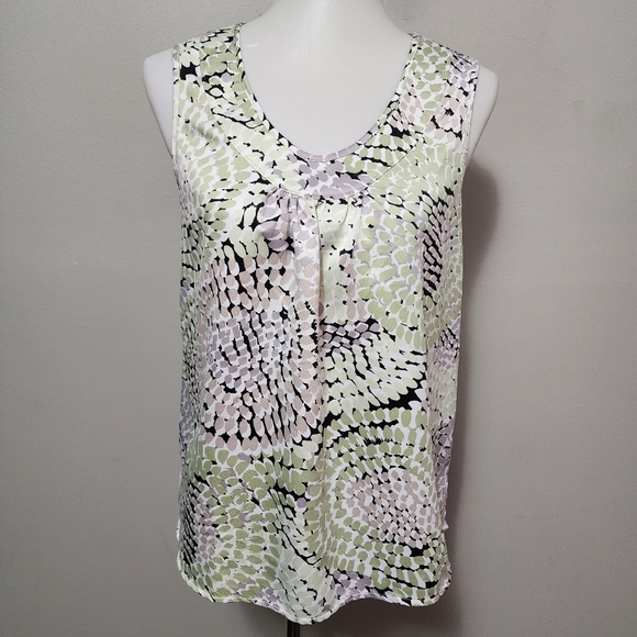 Kasper Celadon Mosaic Print Shell Size Small - Picture 2 of 9